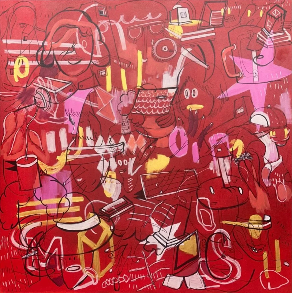 Red Reverie by farziallana on Acrylic on canvas